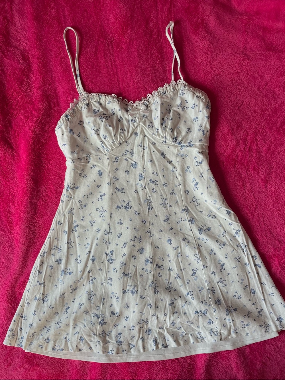 Trixxi White Floral Mini Dress with Blue Print